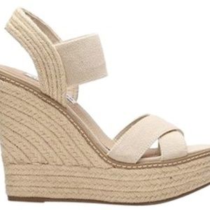 STEVE MADDEN TAN EIRA SANDAL WEDGES